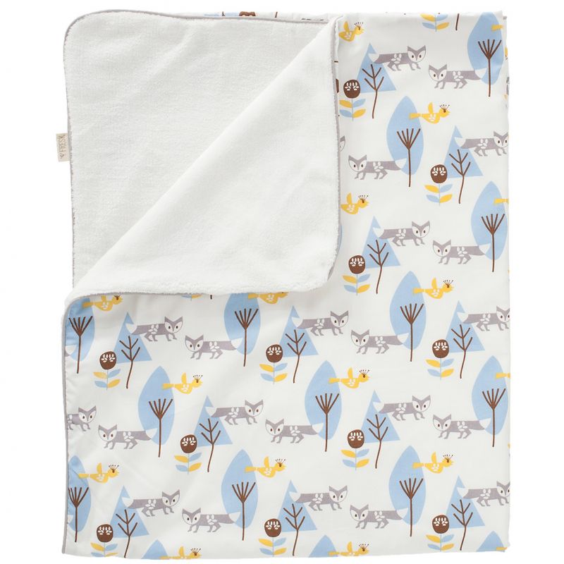 Couverture double face pour poussette renard en coton bio (80 x 100 cm) Fresk