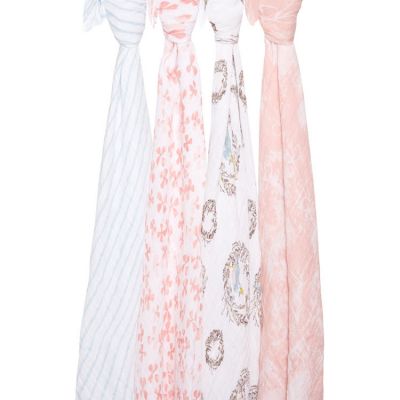 Lot de 4 maxi langes classiques Birdsong (120 x 120 cm) aden + anais