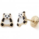 Boucles d'oreilles Panda (or jaune 375°)