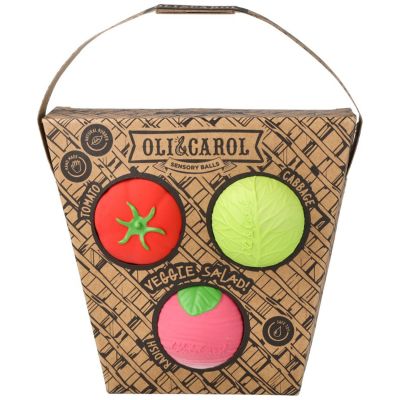 Set de 3 Balles sensorielles, de dentition et jouet de bain Veggie Soup