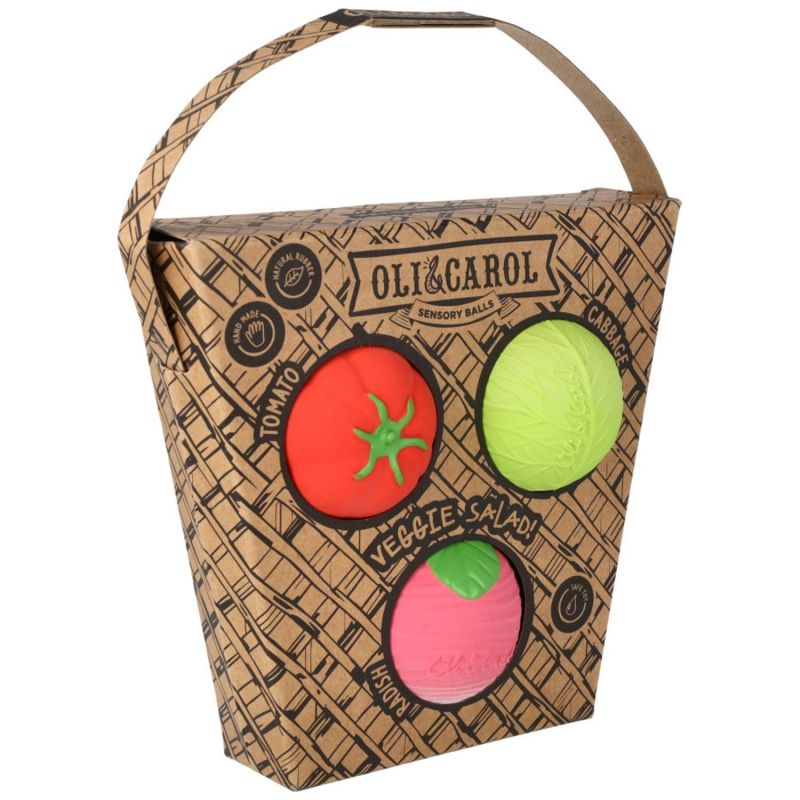 Set de 3 Balles sensorielles, de dentition et jouet de bain Veggie Soup Oli & Carol Produit 1