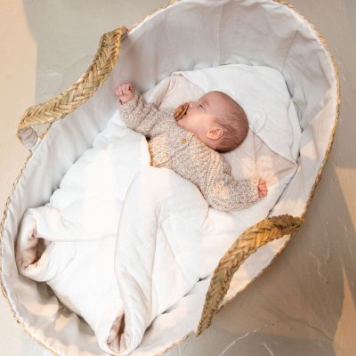 Couverture emmaillotage pour bébé en coton blanc/beige SOMMEIL