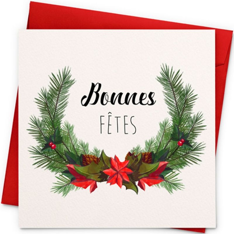 Carte de voeux Bonnes fêtes (13 x 13 cm) La Poupette à paillettes
