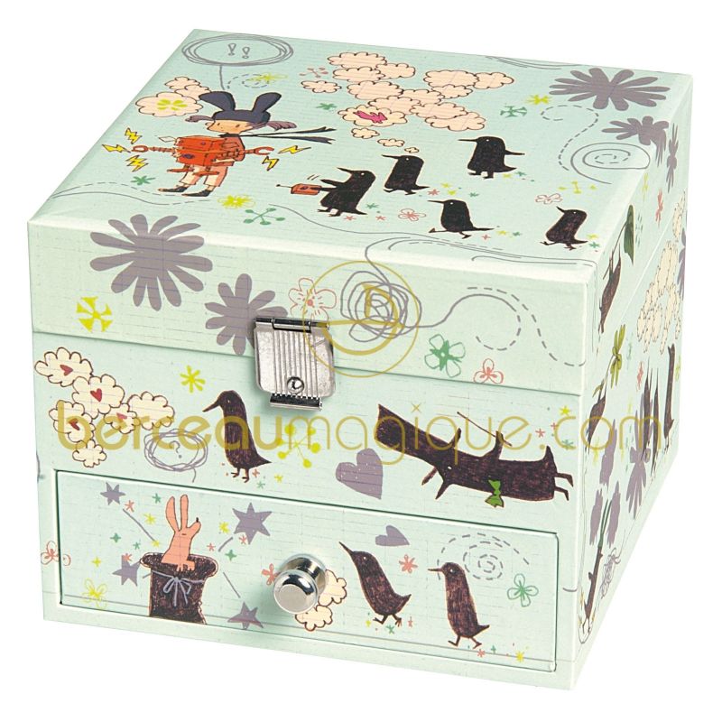 Coffret musical cube fille + pingouin Trousselier