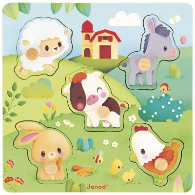 Puzzle tactile en bois Ferme (5 piÃ¨ces)