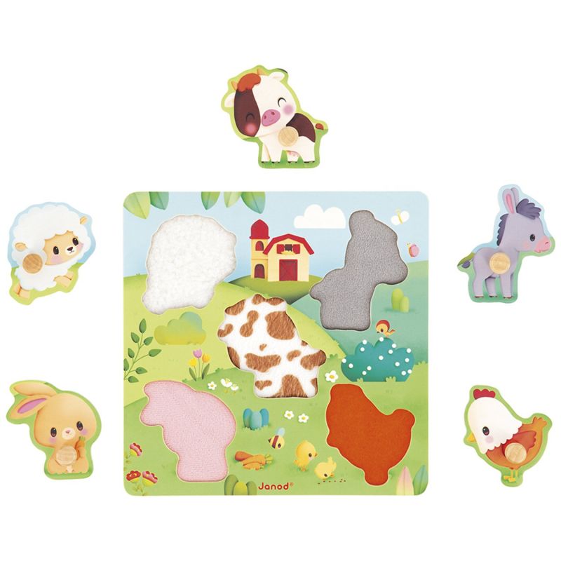 Puzzle tactile en bois Ferme (5 pièces) Janod Produit 5