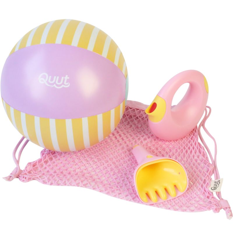 Lot de 4 jouets de plage rose et jaune banane Quut