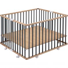 Parc pliant carré Gaby avec plancher réglable et roulettes Hybride kaki