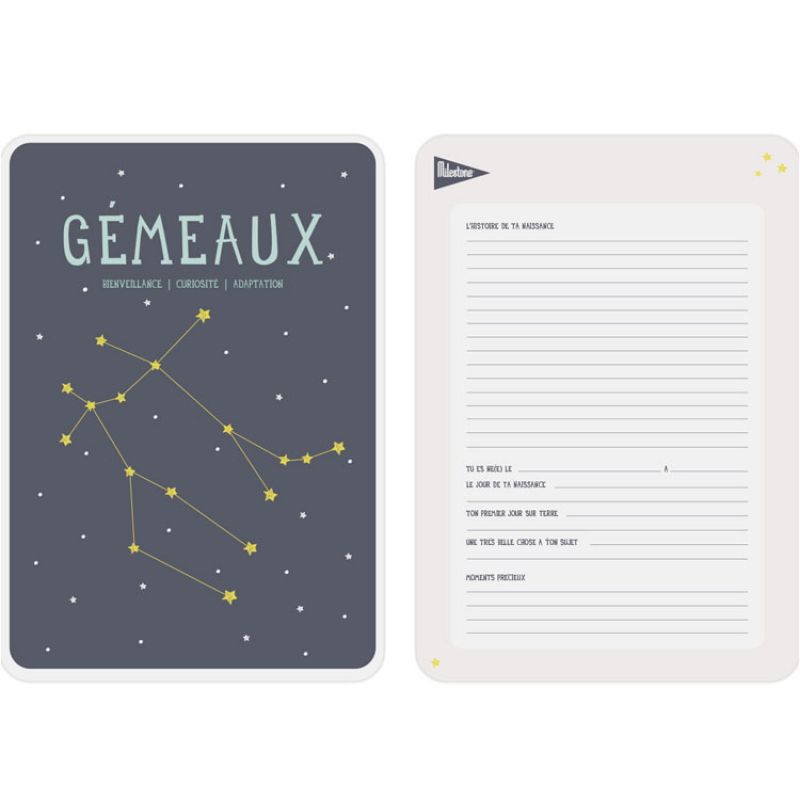 Affiche signe astrologique Gémeaux (21,4 x 32,5 cm) Milestone