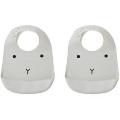 Lot de 2 bavoirs en silicone Tilda Lapin dumbo gris - Liewood