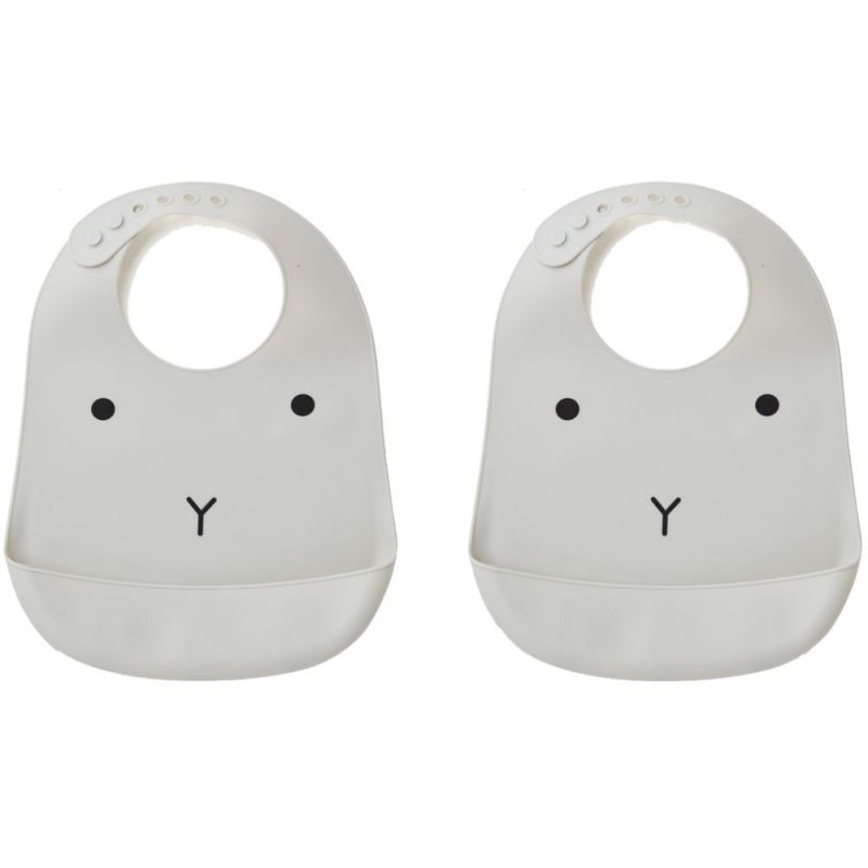 Lot de 2 bavoirs en silicone Tilda Lapin dumbo gris Liewood Produit 1 grande taille