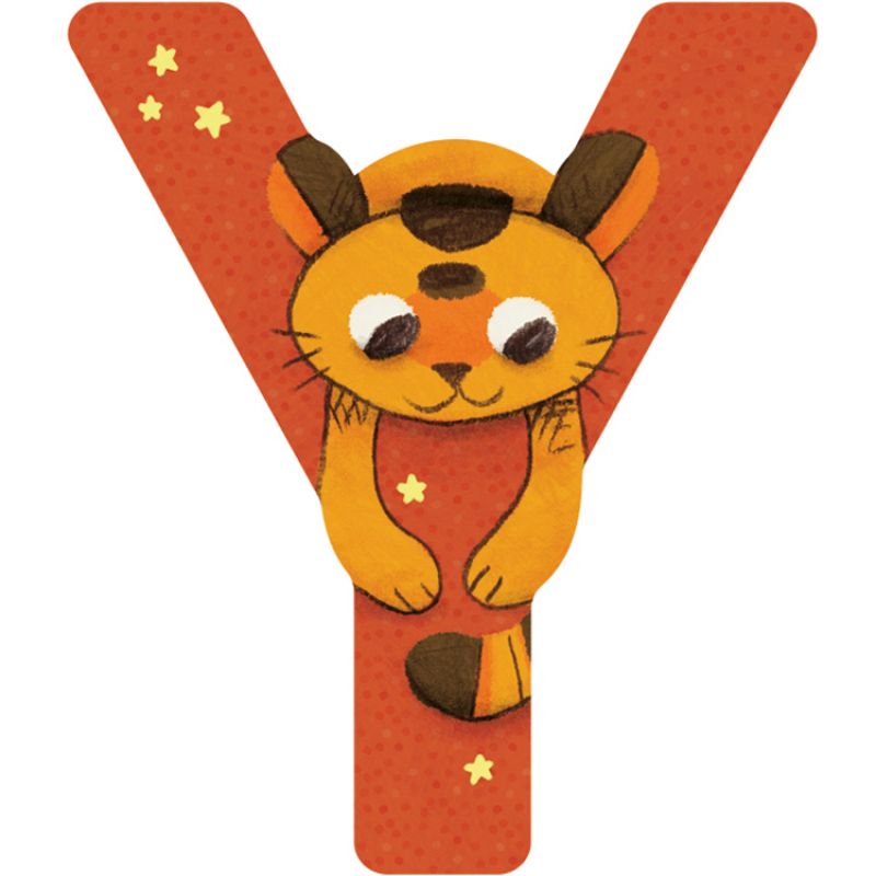 Lettre Y en bois Tigre orange Moulin Roty