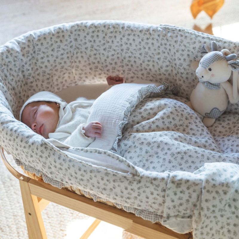 Habillage couffin Moïse Little Bloom Fleurs Gris TOG 2,5 Pasito a pasito Ambiance 2