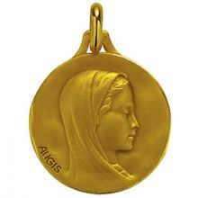 Médaille ronde Vierge profil droit 20 mm (or jaune 750°)  par Maison Augis