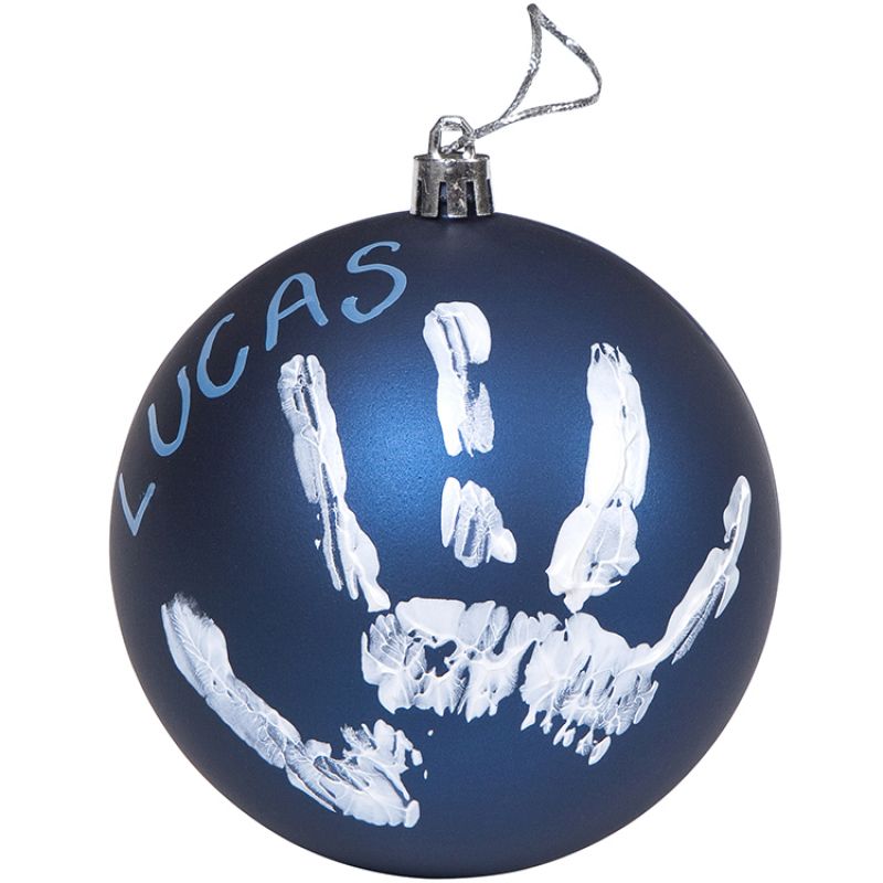 Boule de Noël décorative bleue fairy avec kit empreinte Baby Art