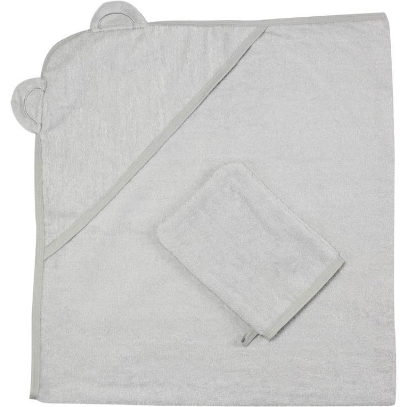 Cape de bain + gant ours gris (100 x 100 cm) Trois Kilos Sept Produit 1 grande taille