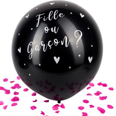 Ballon géant Gender reveal Fille confettis roses Arty Fêtes Factory