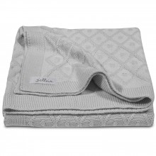 Couverture en coton tricot Diamond knit grise (75 x 100 cm)  par Jollein