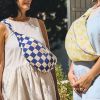Banane à langer Comme un bonbon Romy damier jaune BEBEL Ambiance 4