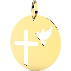 Médaille croix et colombe ajourées (or jaune 375°)