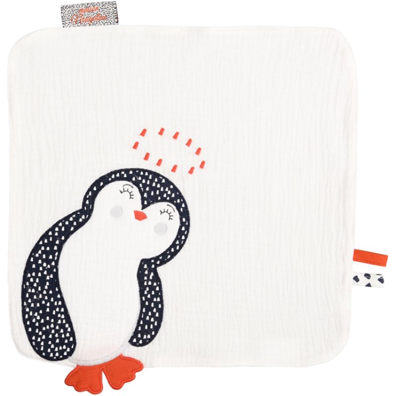Doudou plat Pingouin blanc Maison Nougatine