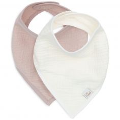 Lot de 2 bavoirs bandana gaze de coton Wild Rose-Oatmeal - Jollein