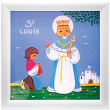 Tableau religieux St Louis Saint Patron personnalisable (15 x 15 cm)  par Atelier de Rosbo