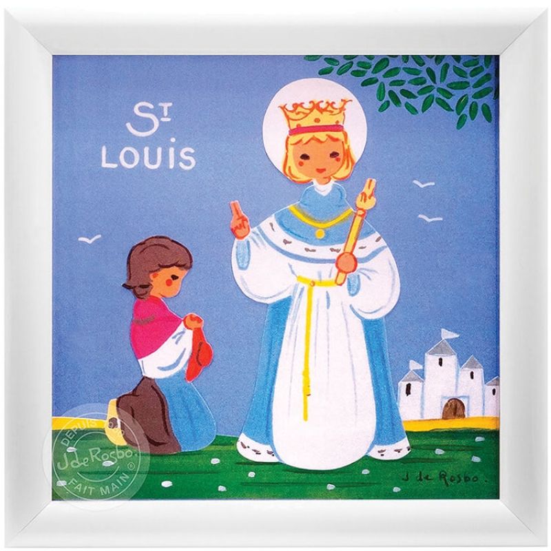 Tableau religieux St Louis Saint Patron personnalisable (15 x 15 cm) Atelier de Rosbo