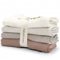 Lot de 4 langes Latte Powder (70 x 70 cm) - Babyshower