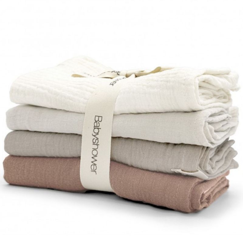 Lot de 4 langes Latte Powder (70 x 70 cm) Babyshower Produit 1