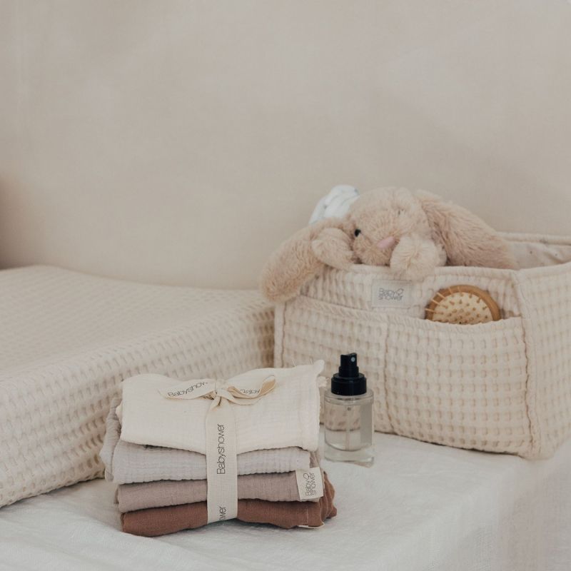 Lot de 4 langes Latte Powder (70 x 70 cm) Babyshower Ambiance 2