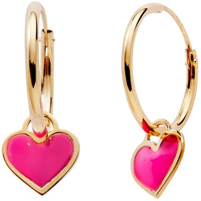 Créoles Cœur Fushia 12 mm (or jaune 375°) Baby bijoux