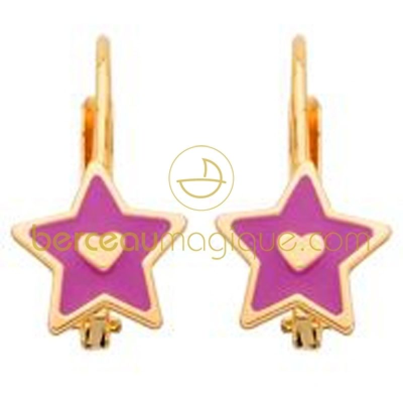 Boucles d'oreilles Etoile laquée (or jaune 750°) Berceau magique bijoux