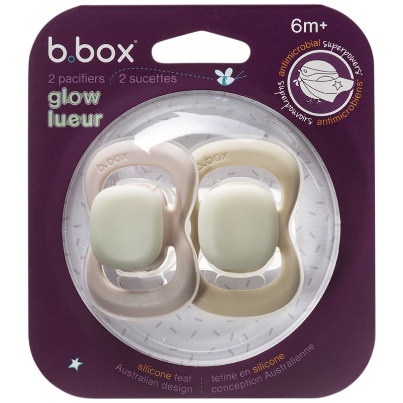 Lot de 2 sucettes phosphorescentes en silicone Blush-Latte (6 mois et +) B.Box Produit 8