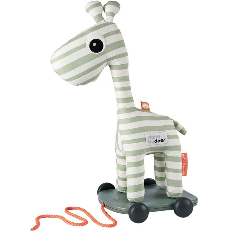Jouet à tirer avec aimant Raffi girafe verte Done by Deer