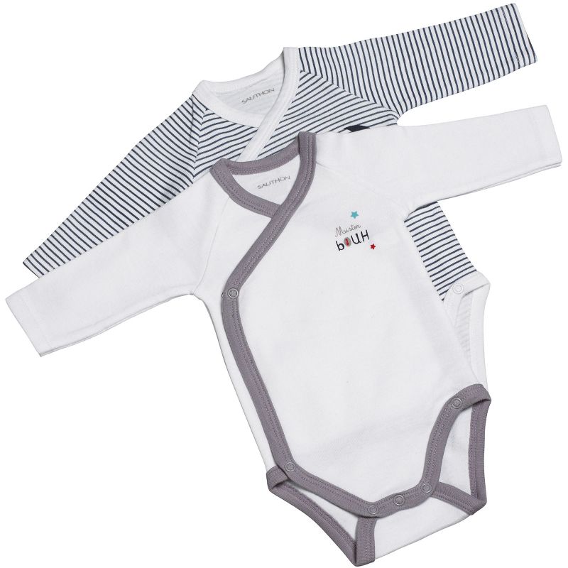 Lot de 2 bodies croisés manches longues Mister Bouh (3 mois : 60 cm) Sauthon