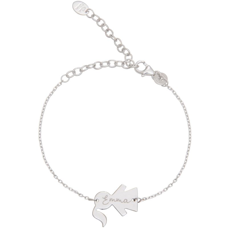 Bracelet Fille sur chaîne personnalisable (argent 925°) Merci Maman