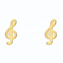 Boucles d'oreille clef de sol (vermeil doré)  par Coquine