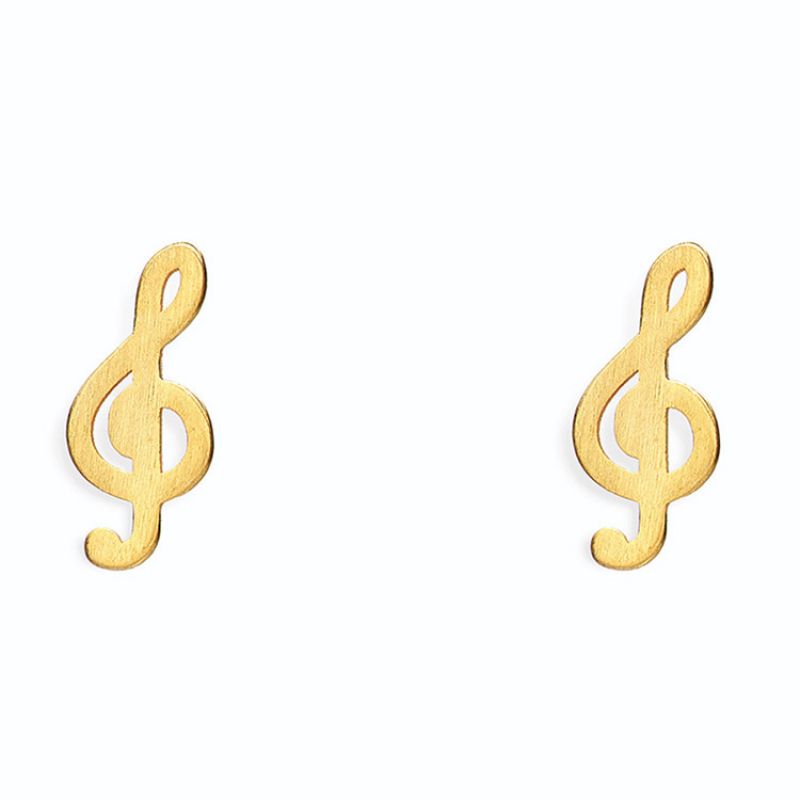 Boucles d'oreille clef de sol (vermeil doré) Coquine