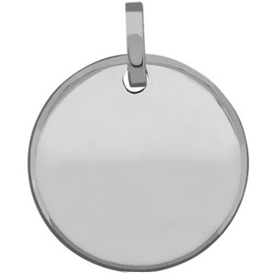 Médaille ronde unie à graver 14 mm (or blanc 750°) Premiers Bijoux