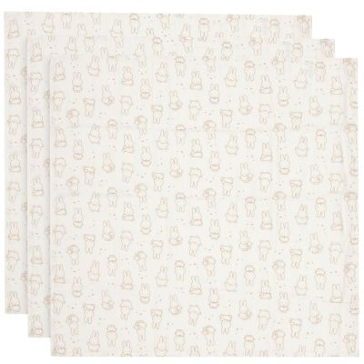 Lot de 3 langes en gaze de coton Miffy Moments Light Terra (70 x 70 cm) Jollein