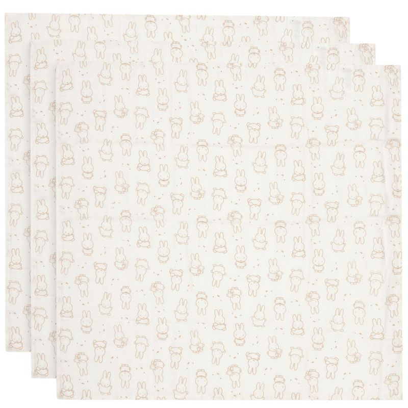 Lot de 3 langes en gaze de coton Miffy Moments Light Terra (70 x 70 cm) Jollein Produit 1