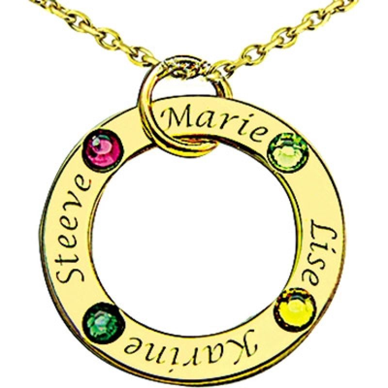 Pendentif anneau avec Swarovski (or jaune 750°) Louis de l'Ange