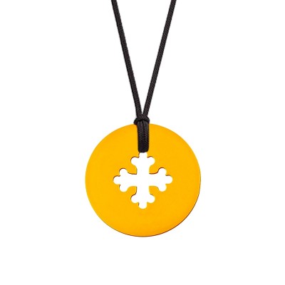 Collier cordon médaille Mini Croix Occitane 10 mm (or jaune 750°) Maison La Couronne