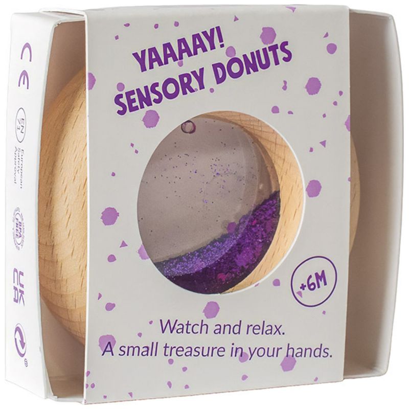Hochet sensoriel Calm Donut violette Petit Boum Packaging 3