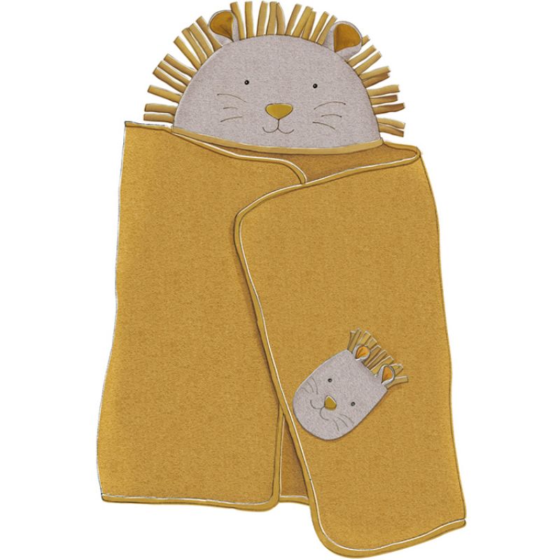 Cape de bain + gant lion Sous mon baobab (114 x 80 cm) Moulin Roty