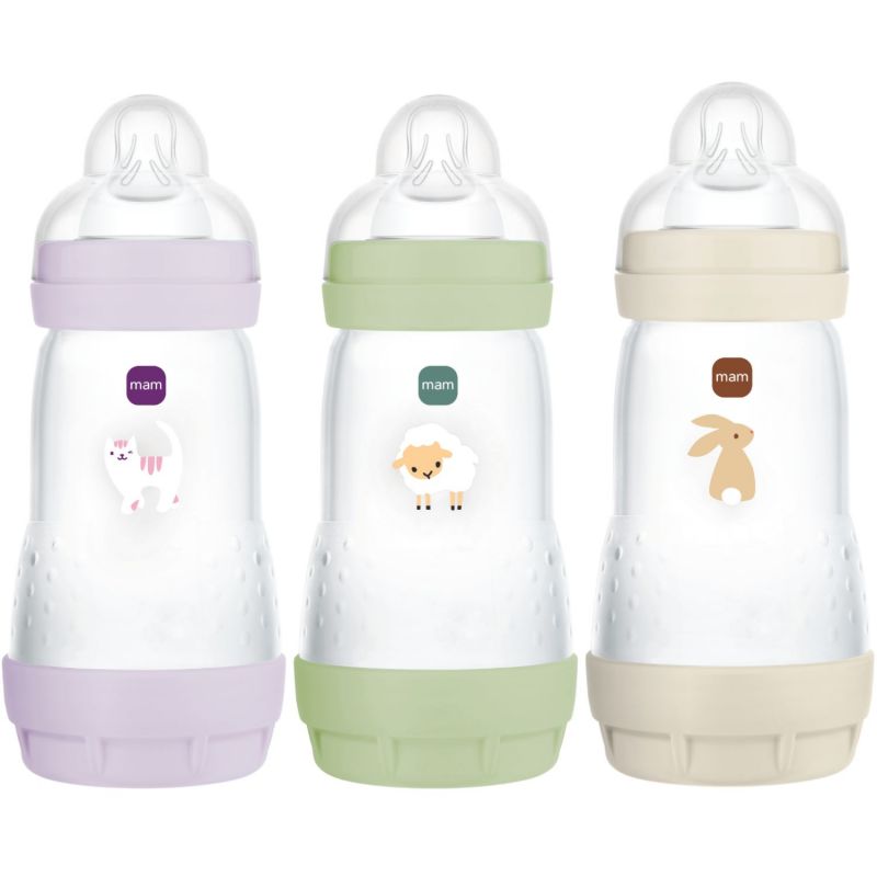 Lot de 3 biberons Easy Start anti-colique Lilas+Sable+Nature Tétine Débit 2 (260ml) MAM Produit 1
