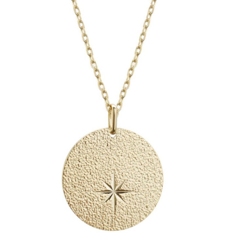 Collier médaille rose des vents 45 cm personnalisable (plaqué or) Petits trésors