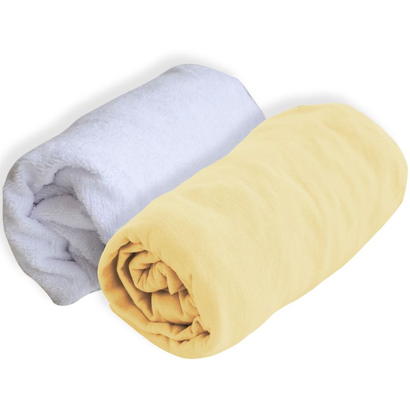 Lot alèse et drap housse jaune paille (60 x 120 cm) Domiva