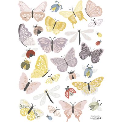Planche de stickers A3 Papillons et insectes